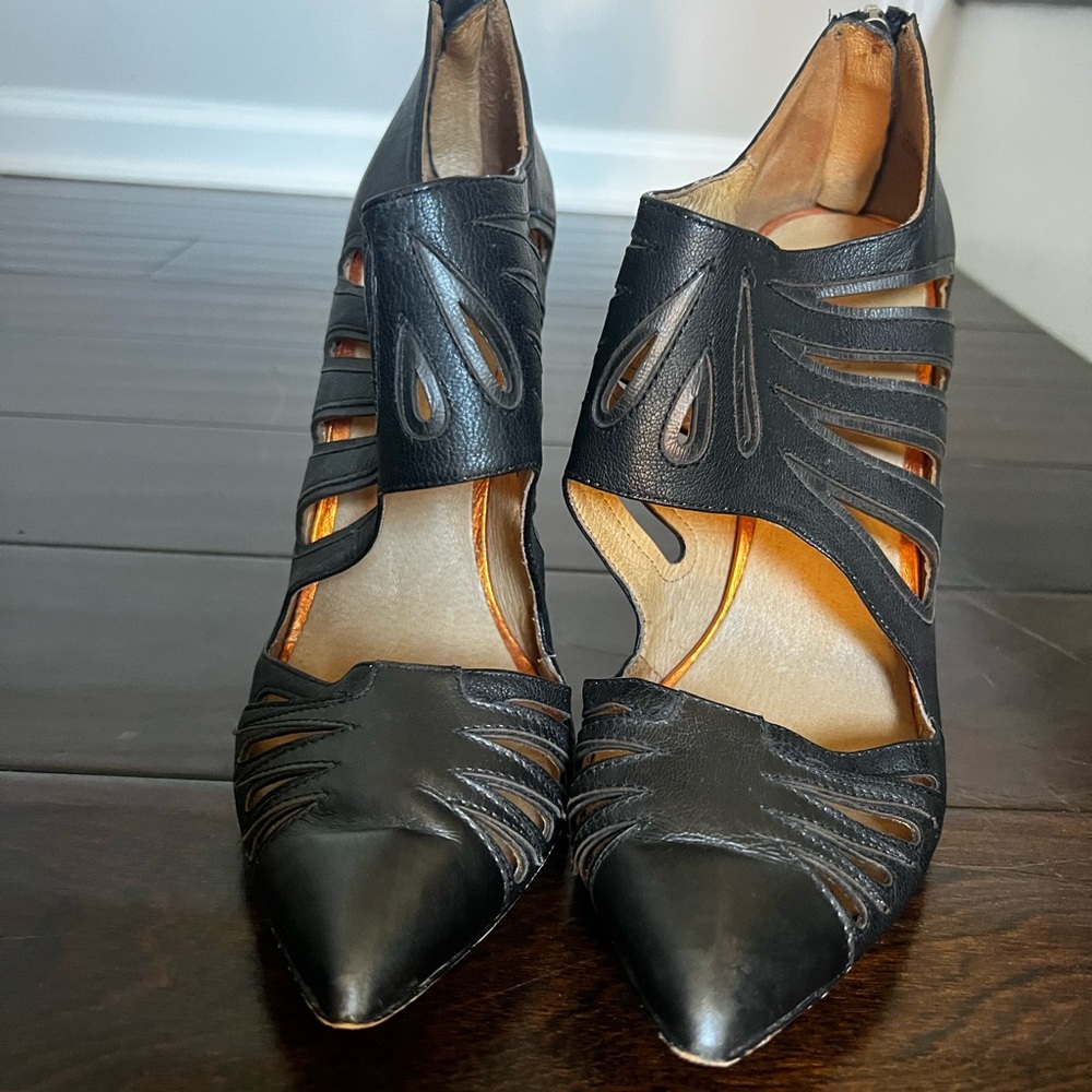 LAMB leather Black Women's Cutout Heels- size 10